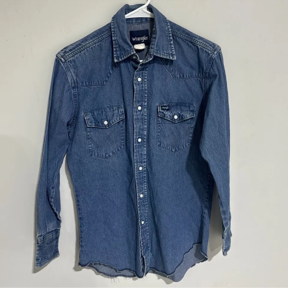 Vintage Wrangler Brush popper Men's Western LONG SLEEVED COLLARED Shirt USA